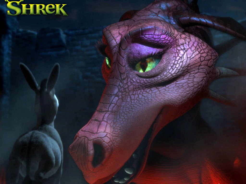 Кадры из мультика Shrek розовый дракон с ослом - новейшие. 