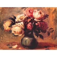 Roses in a Vase, Pierre Auguste Renoir       