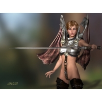 Красивая девушка с мечом в необычных доспехах - обои для рабочего стола высокого разрешения, тема - 3D-графика