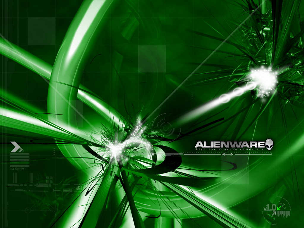 Зелёный фон Alienware - обои