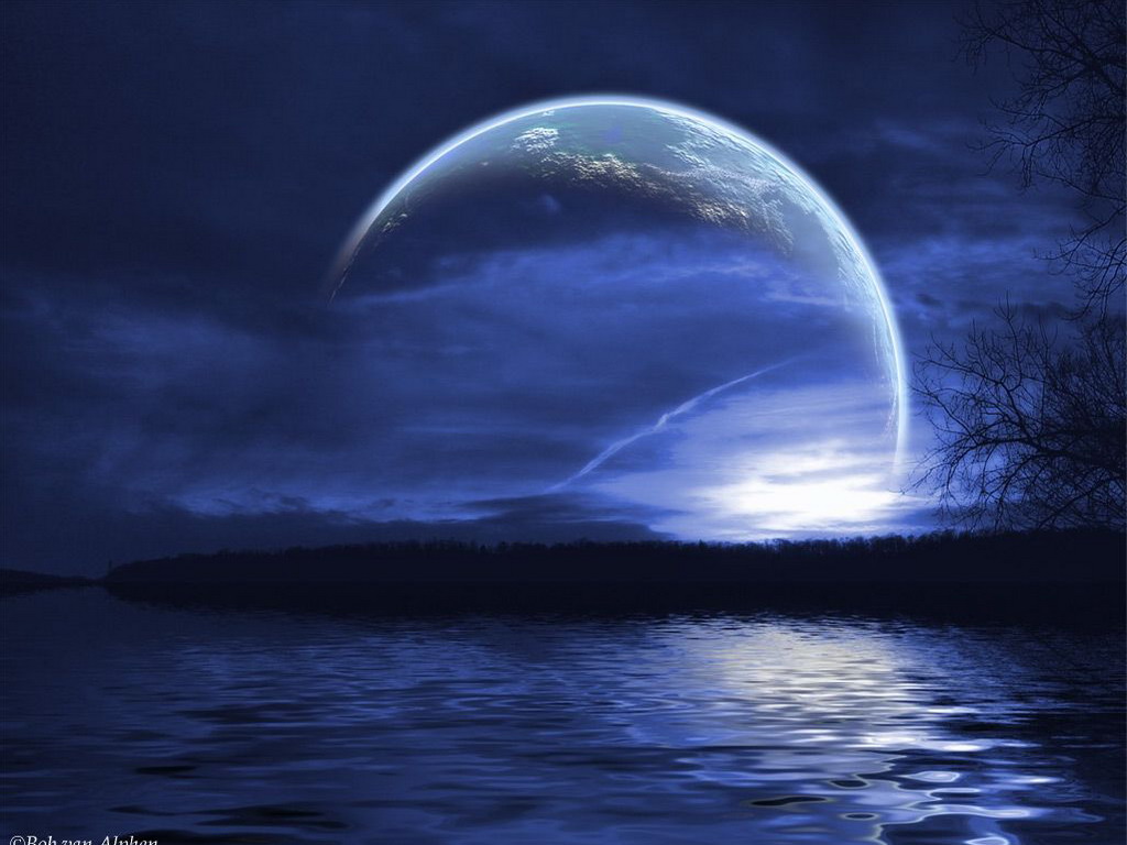 Неземная планета на ночном небе обои