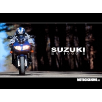 Синий байк Suzuki SV 1000 S на асфальте - фотографии на рабочий стол, тема - авто и мото