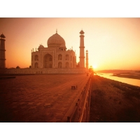 The Taj Mahal at Sunset India  ,         