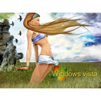 Девушка по ветру вместе Windows Vista - картинки, обои на новые рабочие столы, компьютер