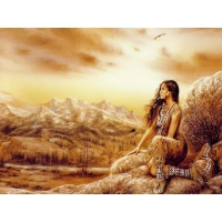 Техасская девушка у камня - широкоформатные обои и большие картинки, тема - фэнтези