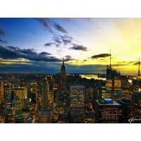 New York Skyline At Sunset     