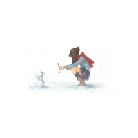 Девочка и снеговик - обои, картинки и фото скачать бесплатно
