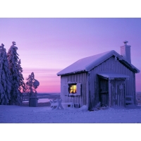 Зимний домик в Швеции - скачать бесплатные обои и картинки