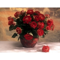 Ваза красных роз - обои для рабочего стола высокого разрешения, тема - цветы