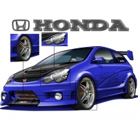 Синяя мультяшая Honda - картинки и обои, смена рабочего стола, рубрика - авто и мото